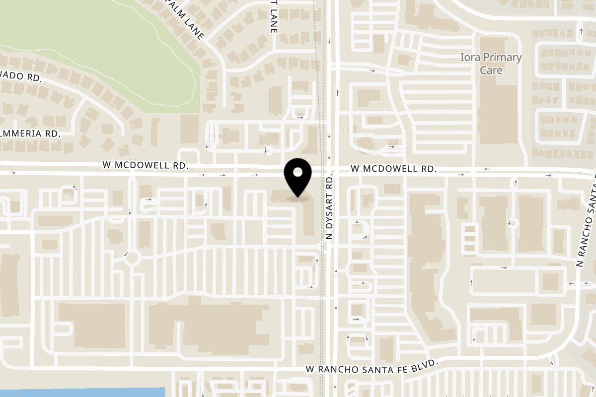 Map showing the location of Dino's Greek & Italian Grill on 1550 N Dysart Rd STE B-8 in Goodyear